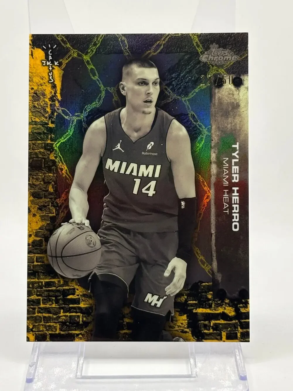 2025-26 Topps Chrome Cactus Jack Tyler Herro Gold Refractor 27/50 SP Miami Heat